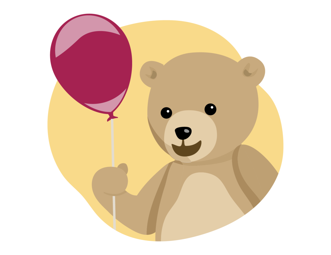 Illustration von Bär mit Luftballon