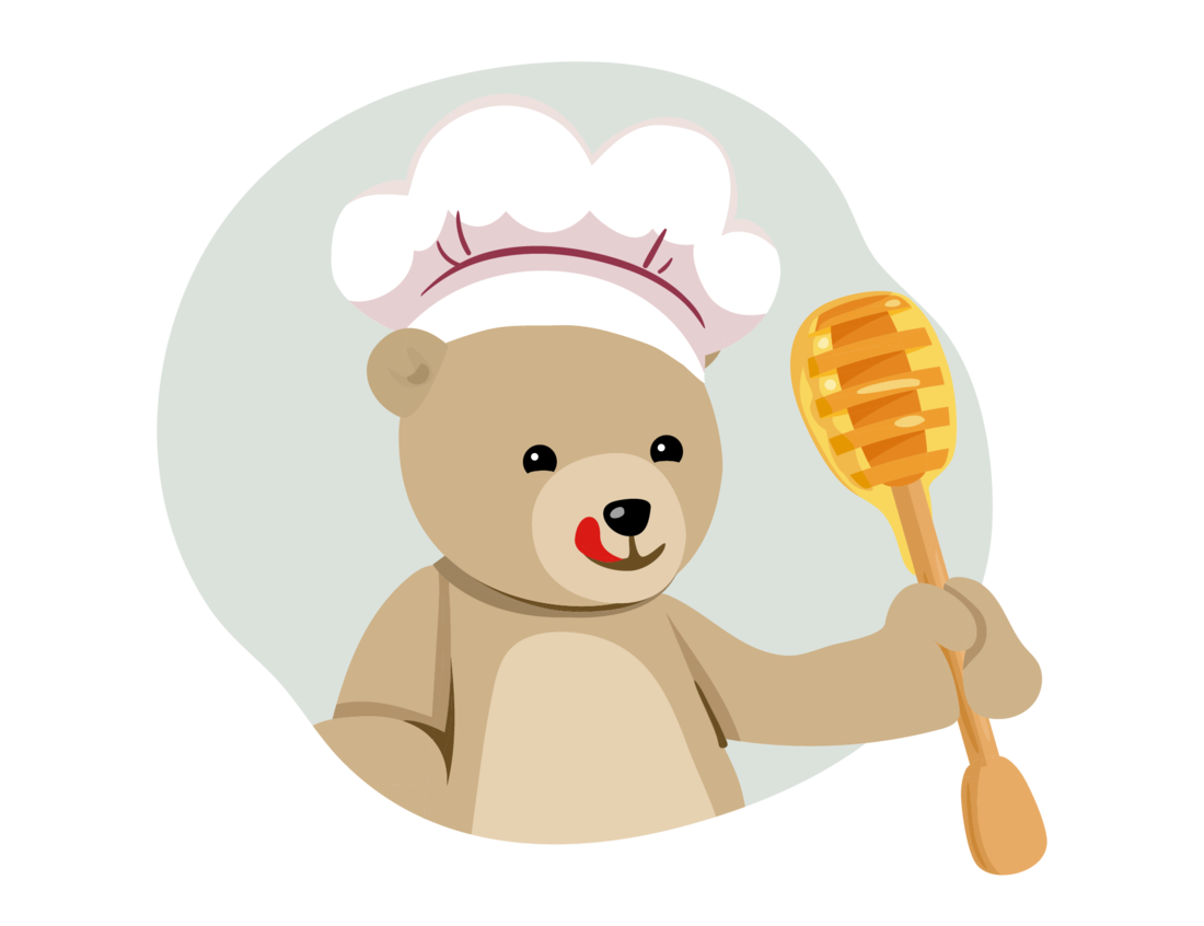 Illustration von Bär mit Kochmütze